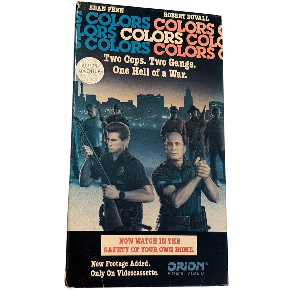 Colors (1988) movie VHS two cops two gangs Orion home video Penn Duvall film